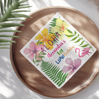 Luau Girl 1st Birthday Party Napkin