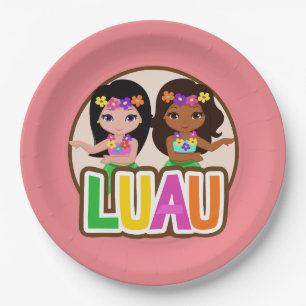 Luau Girls Paper Plate