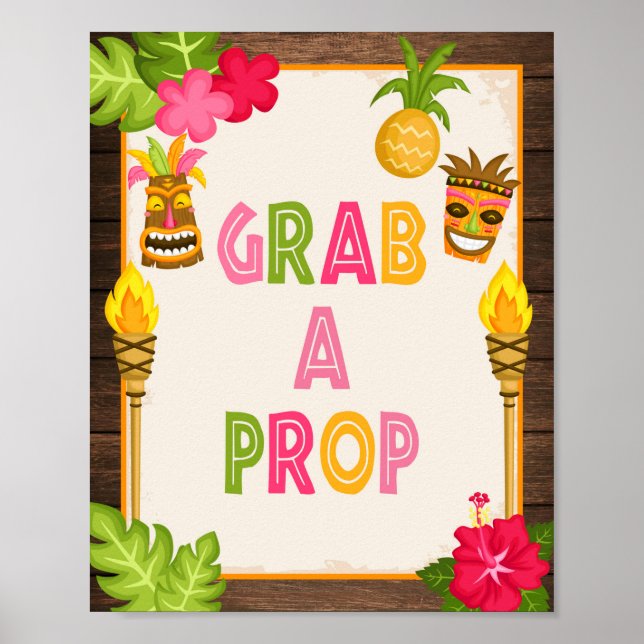 Luau Grab a Prop Sign (Front)