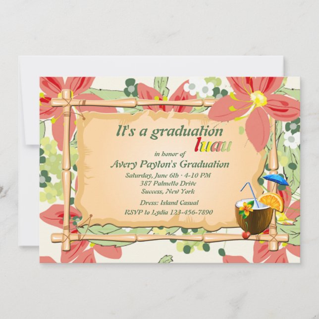 Luau Graduation Party Invitation (Front)