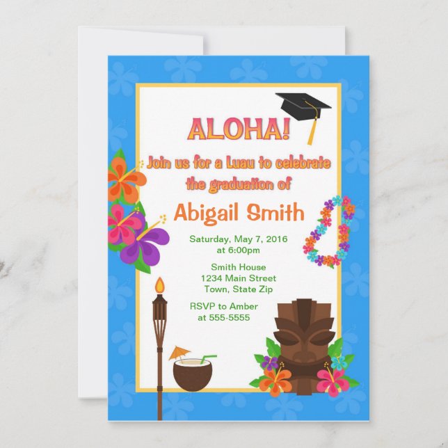 Luau Graduation Party Invitation Announcement (Front)