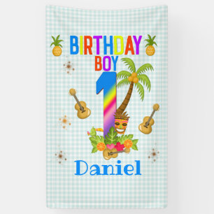 Luau Hawaii Hawaiian Pool Boy Birthday Party  Banner