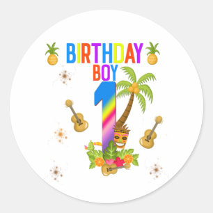 Luau Hawaii Hawaiian Pool Boy Birthday Party Classic Round Sticker