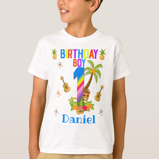 Luau Hawaii Hawaiian Pool Boy Birthday Party  T-Shirt (Front)