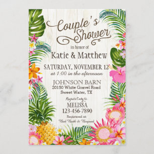 Luau Hawaiian Beach Rustic Couples Shower Invitation