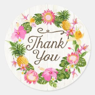 Luau Hawaiian Beach Rustic Thank You Label