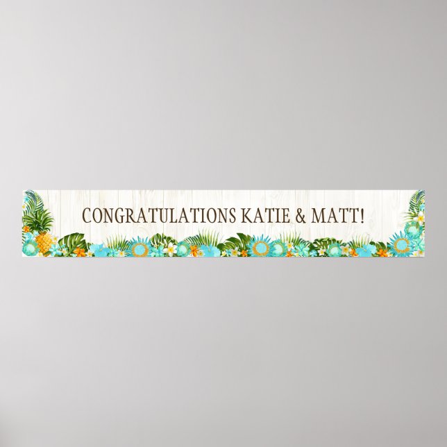 Luau Hawaiian Beach Rustic Wedding Banner Poster (Front)