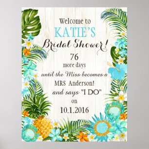 Luau Hawaiian Beach Rustic Wedding Bridal Shower Poster
