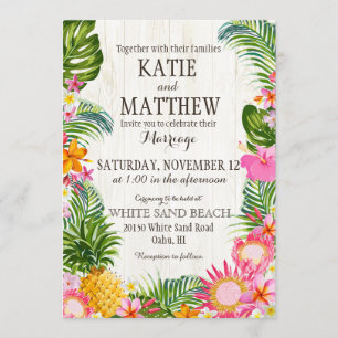 Luau Hawaiian Beach Rustic Wedding Invitation