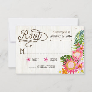 Luau Hawaiian Wedding Beach Rustic Beach RSVP Card