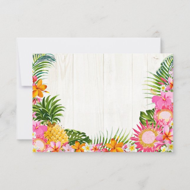 Luau Hawaiian Wedding Beach Rustic Beach RSVP Card (Front)