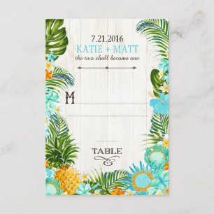 Luau Hawaiian Wedding Beach Rustic Place Card