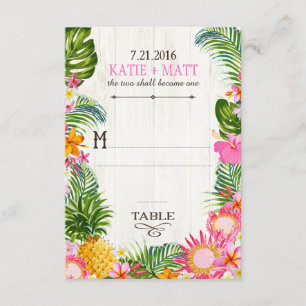 Luau Hawaiian Wedding Beach Rustic Place Card