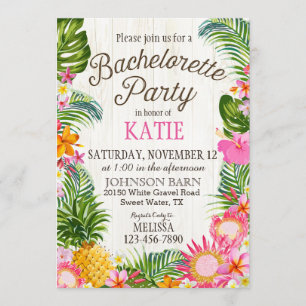 Luau Hawiian Beach Rustic Bachelorette Party Invitation