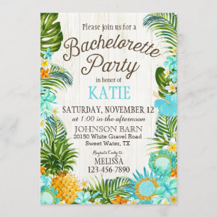 Luau Hawiian Beach Rustic Bachelorette Party Invitation