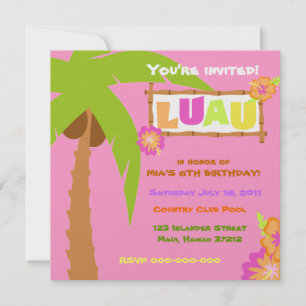 Luau Invitation Pink