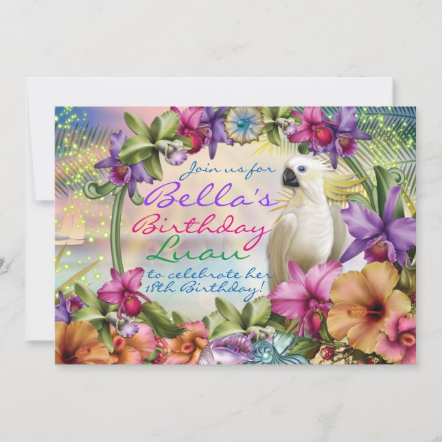 Luau Invitations, Birthday Luau Themed Invitations (Front)