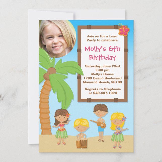Luau Kids Birthday Party Invitation (Front)