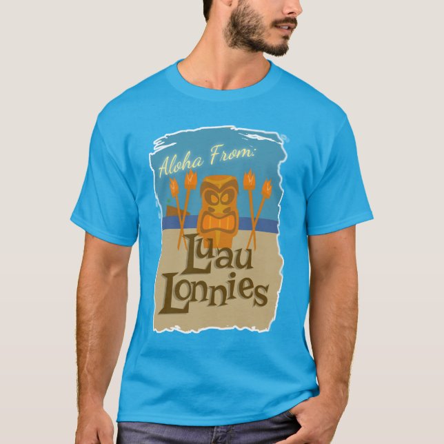 Luau Lonnies Fun Fictional Tiki Bar Cartoon T-Shirt (Front)