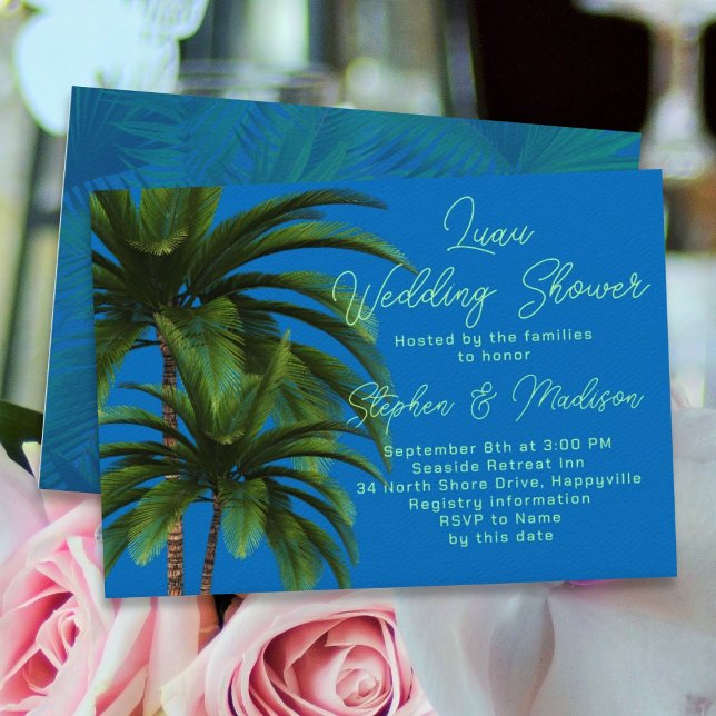 Luau Palm Trees Wedding Bridal Shower Invitation (Creator Uploaded)