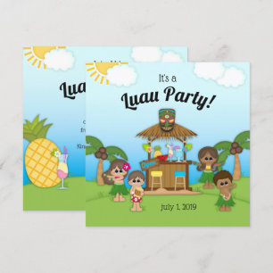 Luau Party Birthday BBQ Picnic Party Invitation