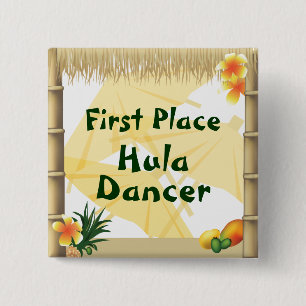 Luau Party First Place Hula Dancer Award Button