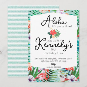 Luau Party Invitation   Flamingos & Palms