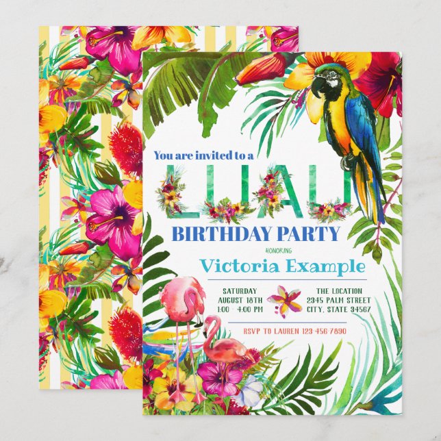Luau Party Invitations (Front/Back)