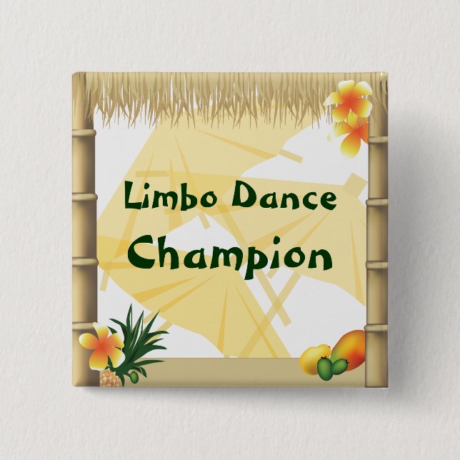 Luau Party Limbo Dance Champion Award Button (Front)