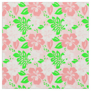 luau pink christmas hawaiian hibiscus floral xmas fabric