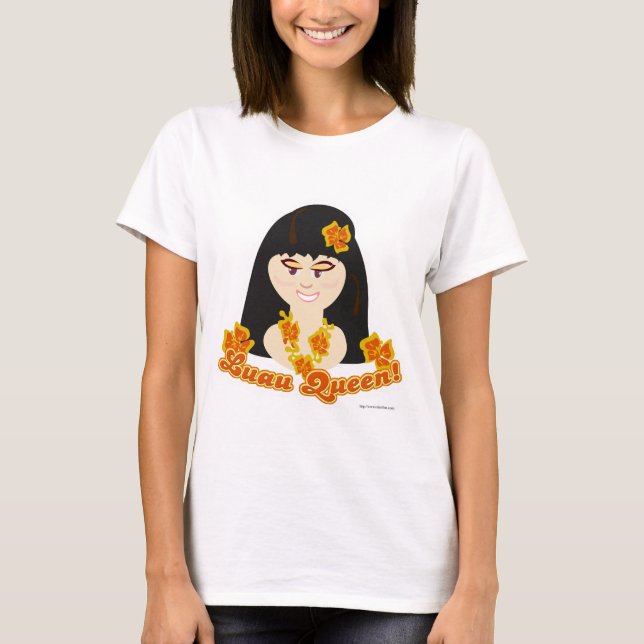 Luau Queen Cute Cartoon BBQ Girl T-Shirt (Front)