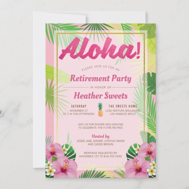 Luau Retirement Party Invitation (Front)