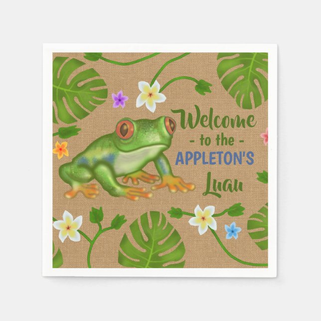 Luau Summer Party Tropical Frog Hawaiian Beach Fun Napkin (Front)