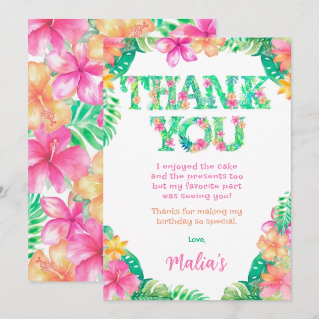 Luau Thank You Card (Front/Back)
