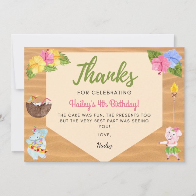Luau Thank You Card (Front)