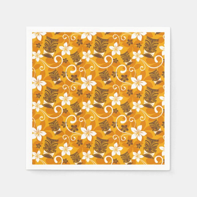 LUAU TIKI DESIGN (ORANGE) NAPKIN (Front)