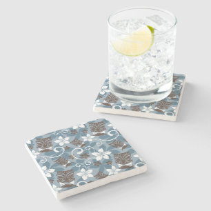 LUAU TIKI PATTERN (BLUE) STONE COASTER