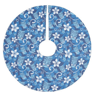 LUAU TIKI PATTERN (BRIGHT BLUE) BRUSHED POLYESTER TREE SKIRT