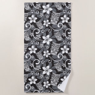 LUAU TIKI PATTERN (CHARCOAL) BEACH TOWEL