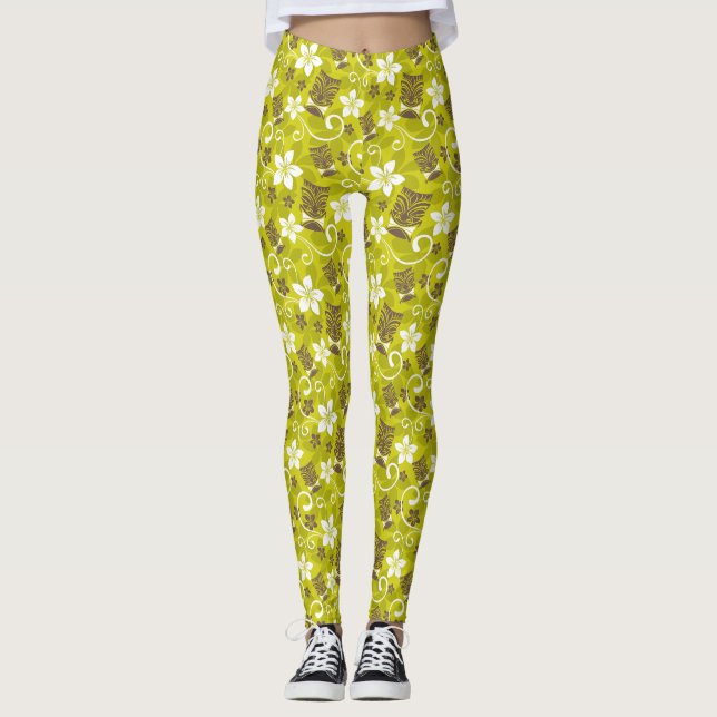 LUAU TIKI PATTERN LEGGINGS (Front)