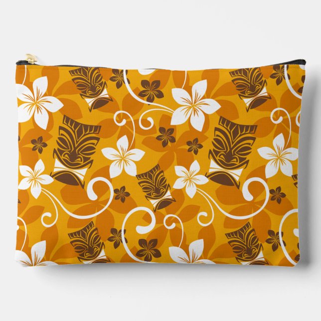 LUAU TIKI PATTERN (ORANGE) ACCESSORY POUCH (Front)