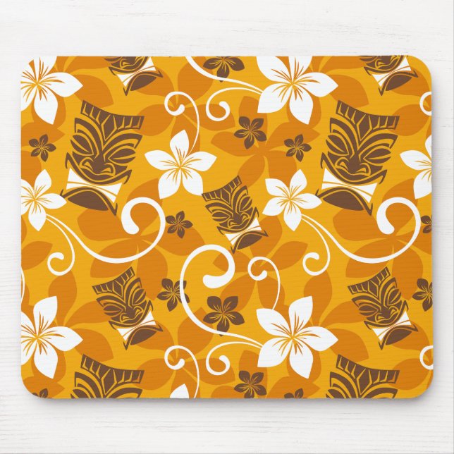LUAU TIKI PATTERN (ORANGE) MOUSE MAT (Front)