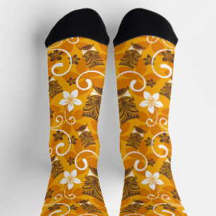 LUAU TIKI PATTERN (ORANGE) SOCKS