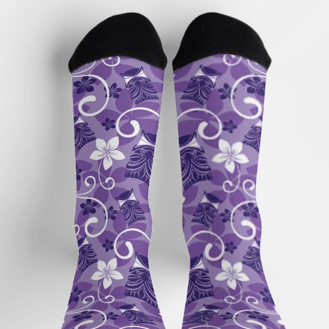 LUAU TIKI PATTERN (PURPLE) SOCKS (Top)