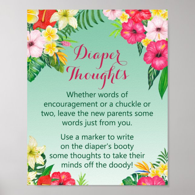 Luau Tropical Baby Shower Sign (Front)