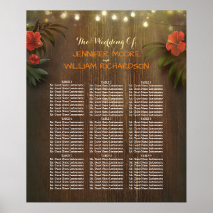 Luau Tropical Beach Flowers Wedding Seating Chart