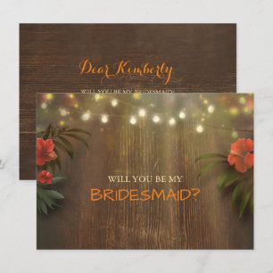 Luau Tropical Beach Lights Floral Bridesmaid Invitation