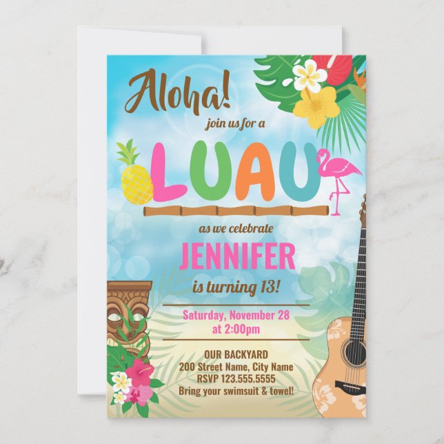 Luau Tropical Birthday Party (Front)