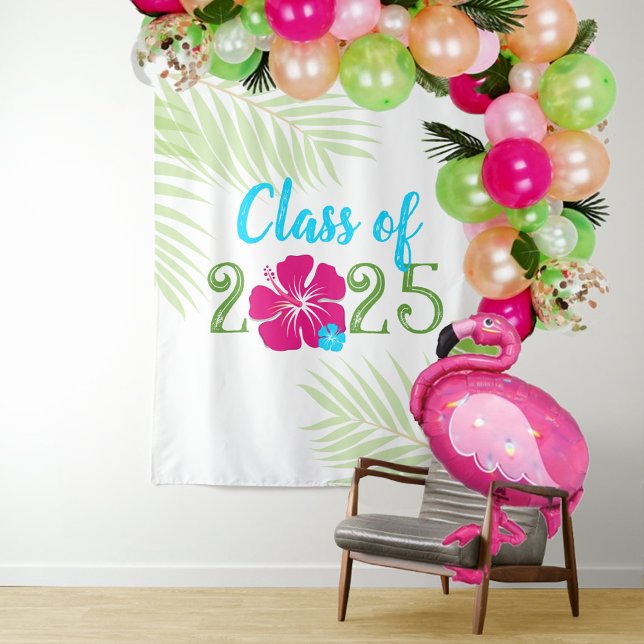 Luau Tropical Class of Year Graduation Backdrop Tapestry (Luau Class of Any Year Hanging Background Tapestry)