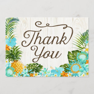 Luau Tropical Floral Beach Rustic Thank You Card